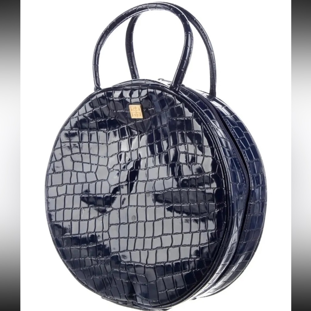 Givenchy Navy Croc-Embossed Round Top-Handle Bag